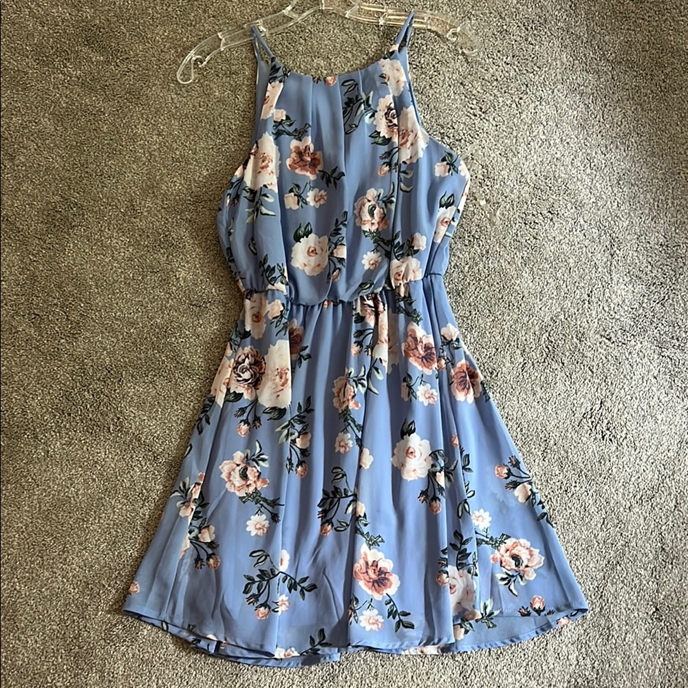 Blue and White Flower mini dress